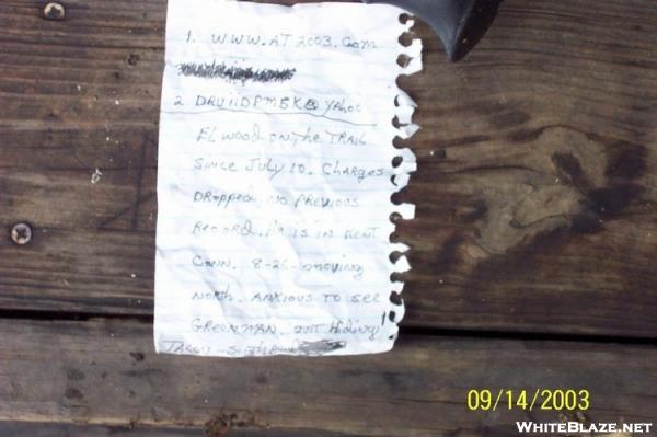 Mysterious note found at Clark\'s Ferry Shelter