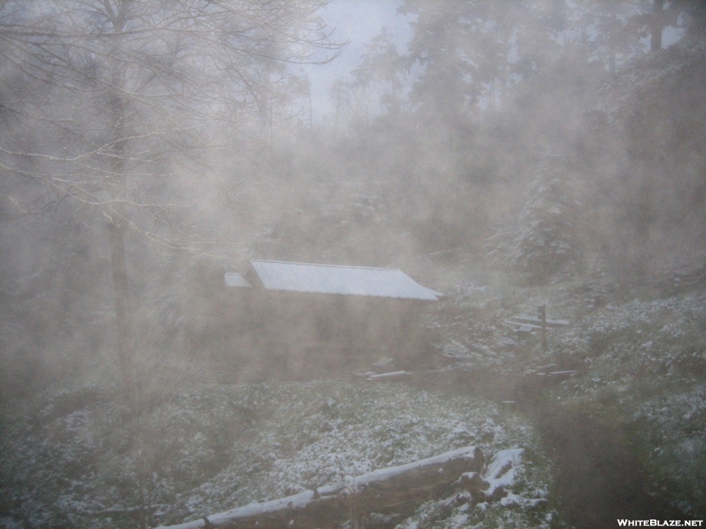 Tricorner Knob Shelter in the snow