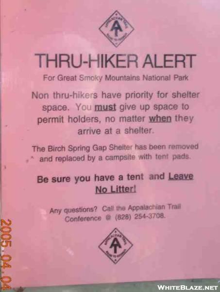 GSMNP Thru-Hiker Alert