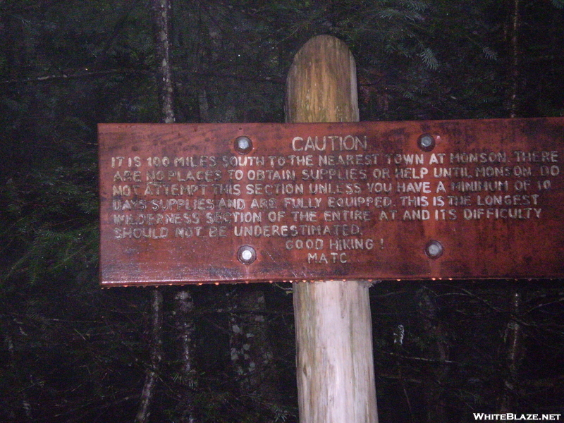 100 Mile Wilderness Sign