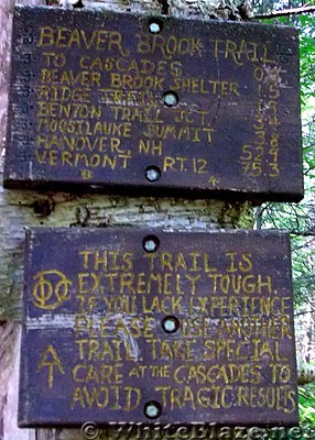 Warning about Beaver Brook Trail