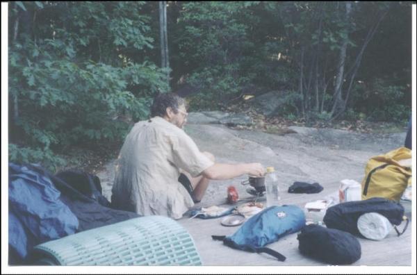 Dining at the tent platform, Tom Lenard Shelter