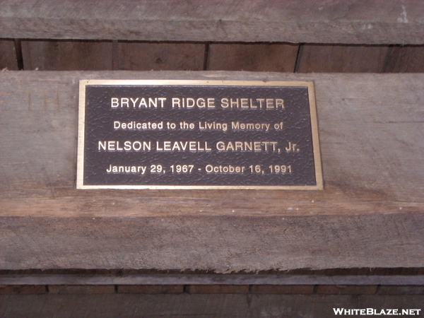 Bryant's Ridge Shelter Plaque