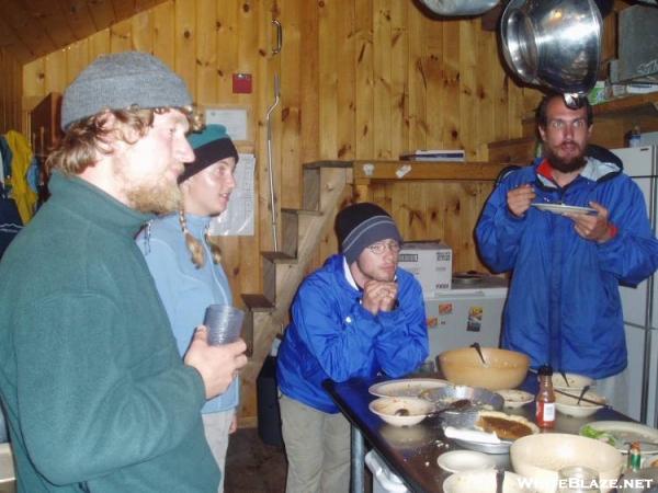 Eating at Galehead Hut