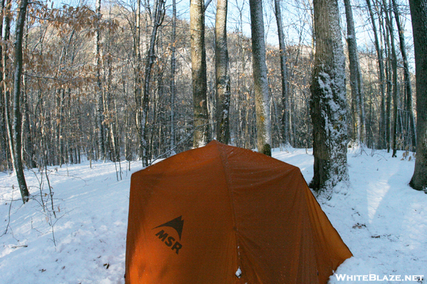 Worlds End State Park Setup In The Snow