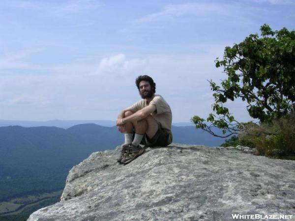 Thru-hiker on Tinker Cliffs