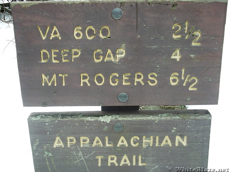Trail sign near Whitetop summit