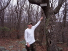 Ronin Pointing At Pulpit Rock Sign