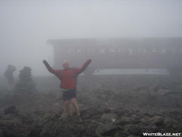 Summit Of Mt. Washington In Aug. 38 Degrees, 76 Mph Wind.