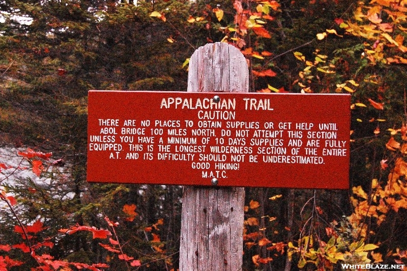 100 Mile Wilderness Sign