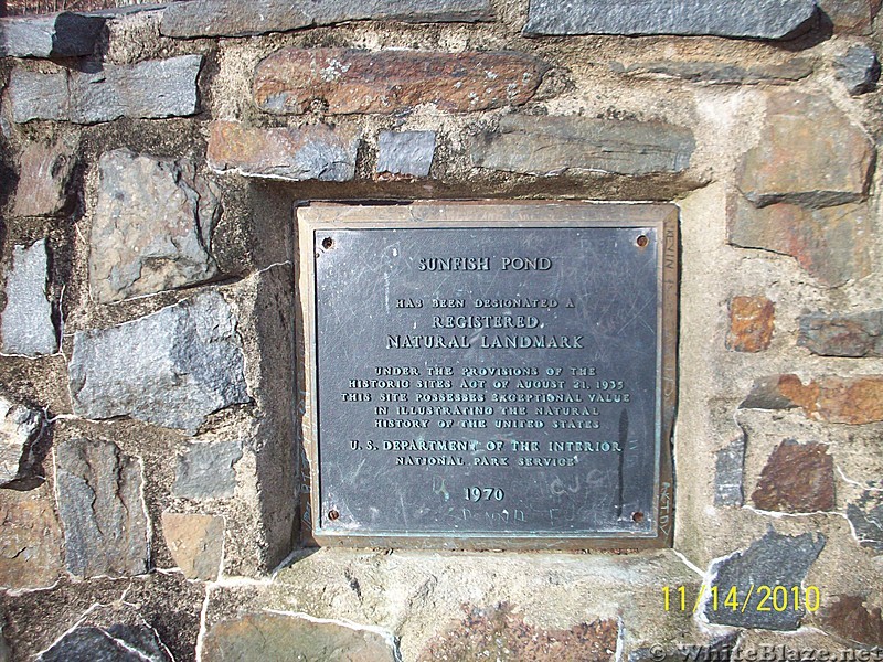 Sunfish Pond Plaque in New Jersey