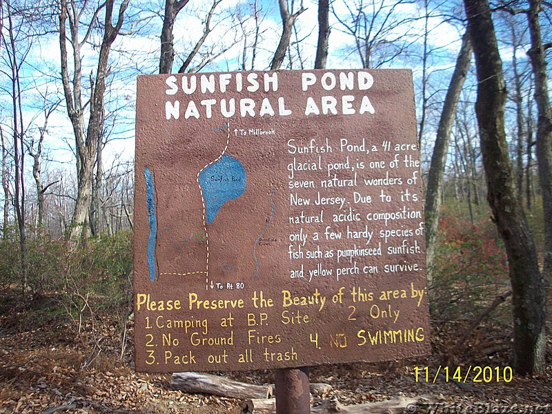 Sunfish Pond Sign in New Jersey