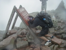 Thru Hike Completion Katahdin Collapse On Knees On Sign by jersey joe in Katahdin Gallery