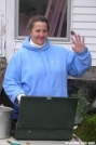 Caratunk 2005 - Tammy working on the biscuits and gravy