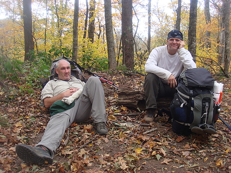 0333 2011.10.10 Matt And Rob Resting On The Trail South Of Sugar Tree Gap