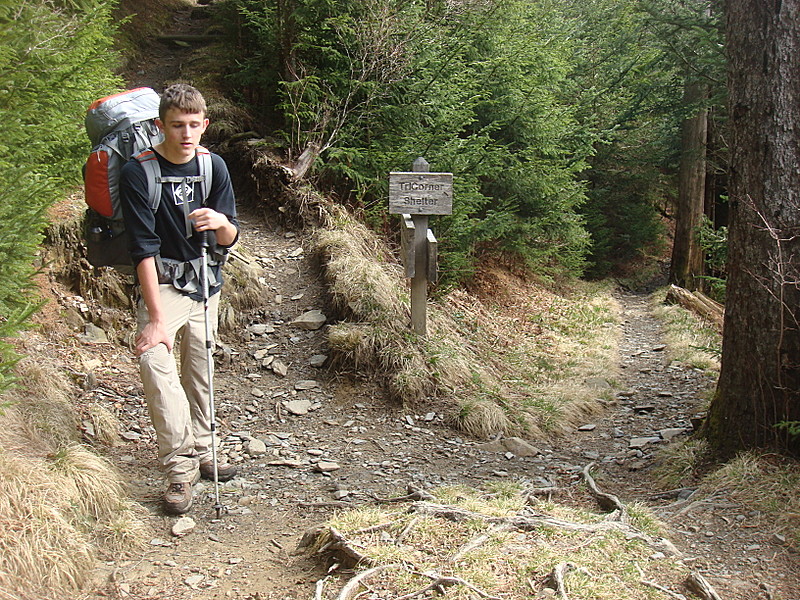 0417 2012.04.03 Gabe At Trail Leading To Tricorner Knob Shelter