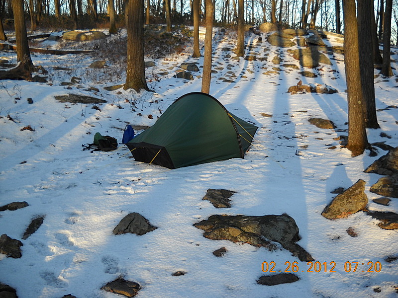 Sunrise over Hilleberg Akto Feb. 2012