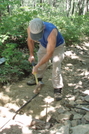 Driving Rebar Into Locust Log