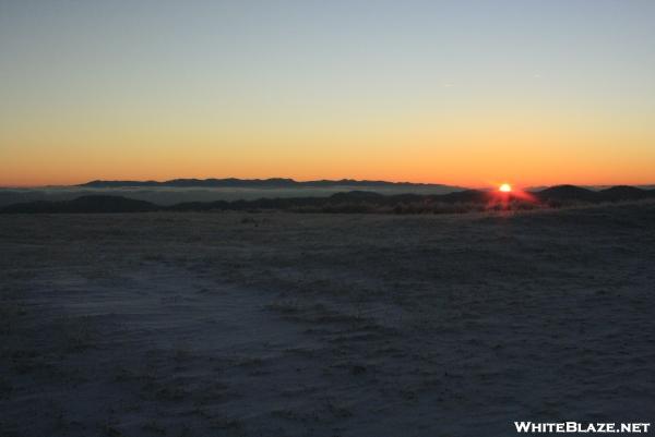 The sun arrives on Max Patch