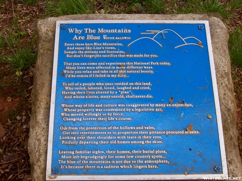 Why The Mountains Are Blue  - Plaque In The Bolen Cemetery - Keyser Run Fire Road 5-1-09