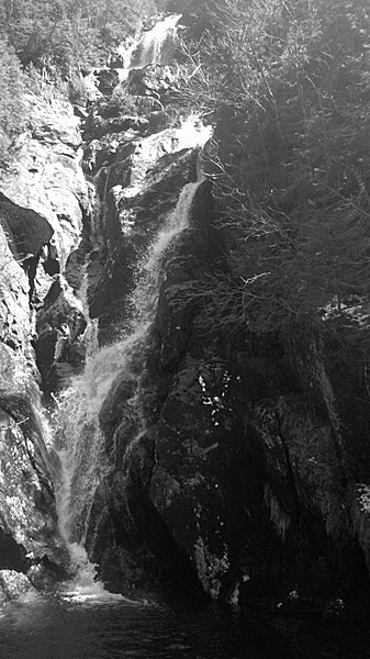 Main Gorge Falls on Gorge Spur to Ammo Ravine Trail (B&W)