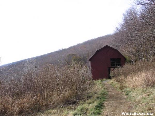 View of Overmountain Shelter (the Red Barn, Yellow Gap Shelter)