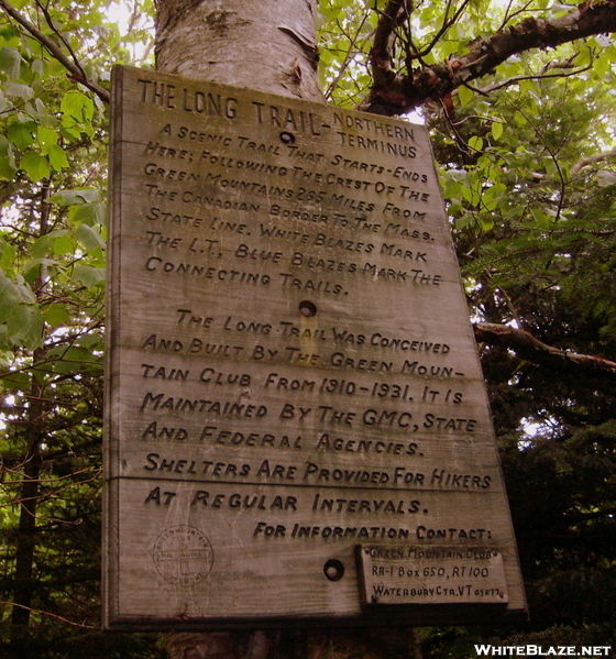 Long Trail sign near border