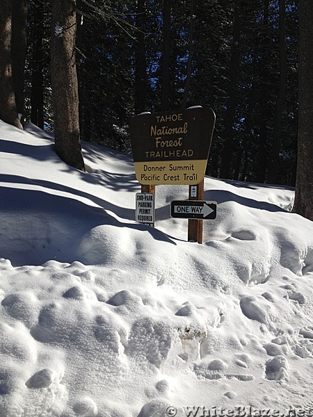 PCT Trailhead Sign Under Snow