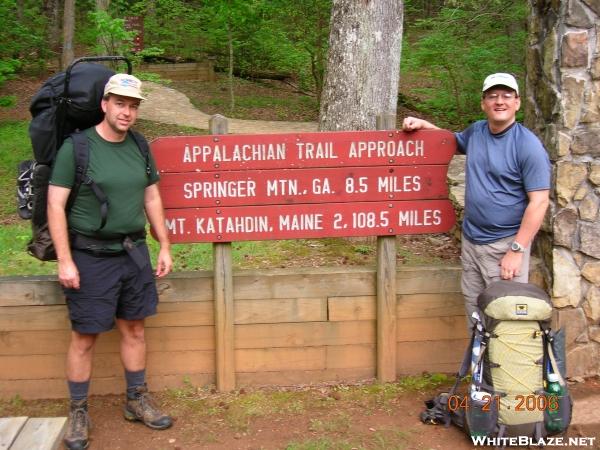 Camper Chuck and Rainman at the beginning of the Approach trail to Springer Mountain