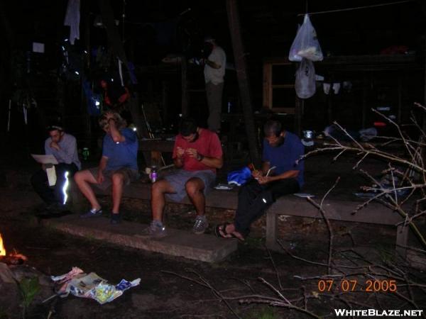 Phaedrus, Dugout, Cap\'n Crunch, and Colonel Forbin at Clarendon Shelter