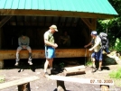 Phaedrus and Fish with unknown day hiker at Ralston rest Shelter