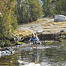 Scarf fords the upper Lyell Fork on John Muir Trail by Cookerhiker in Other Trails