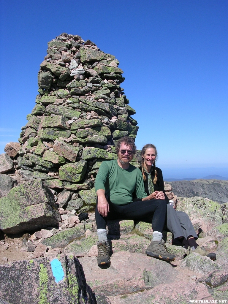 Cookerhiker & Scarf at Katahdin cairn