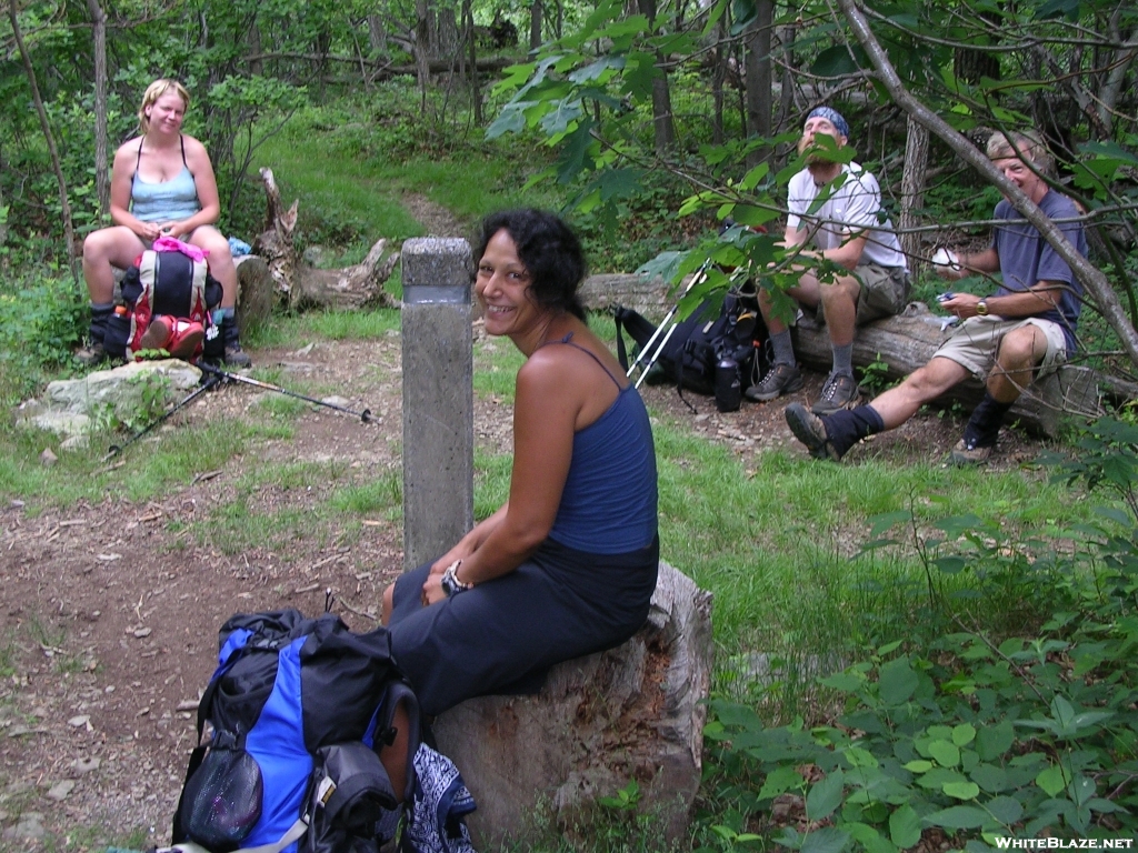 4 thru-hikers in Shenandoah NP