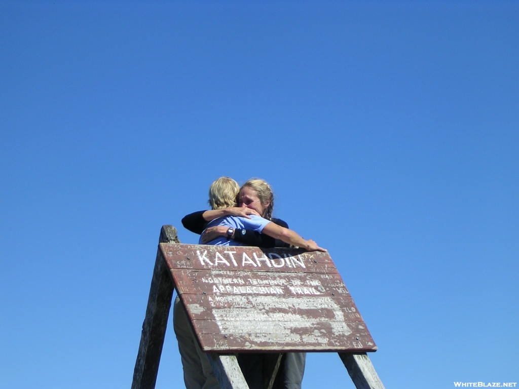 Scarf & Nails embrace atop Katahdin