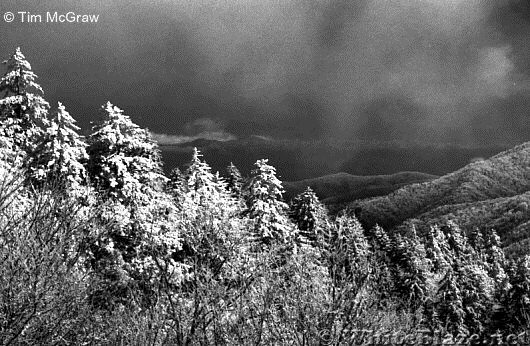 snow in the mountains