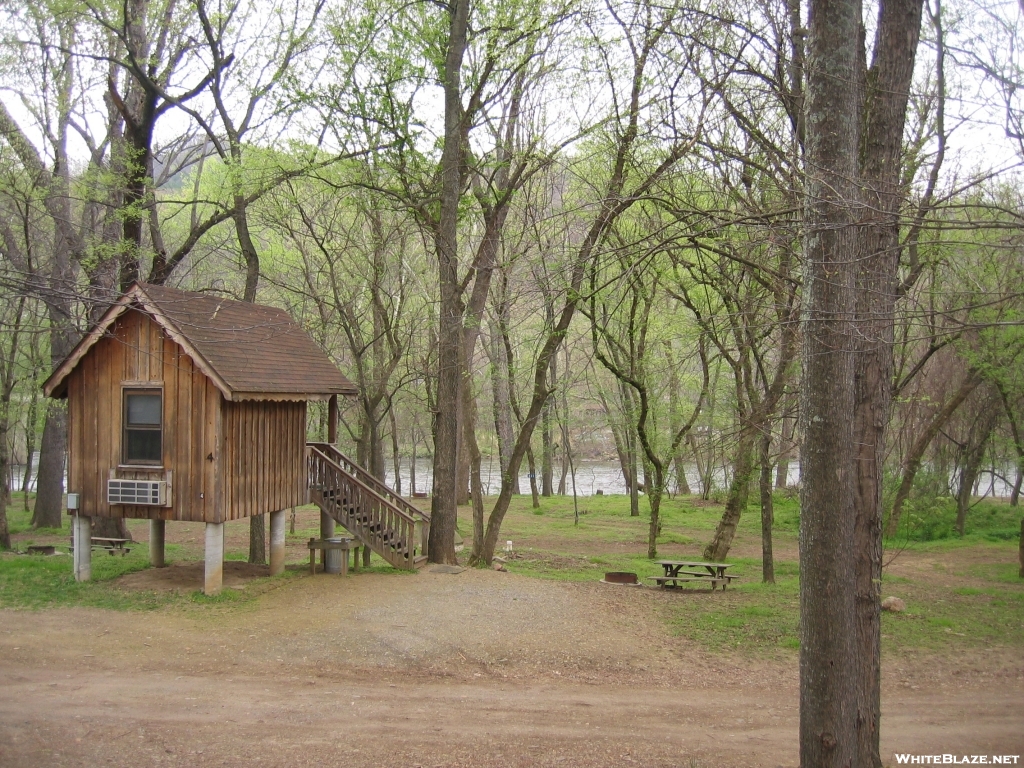 Hot Springs Campground Cabin view toward French Broad River