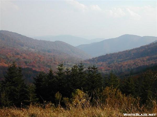 Overmountain Shelter View looking south down valley