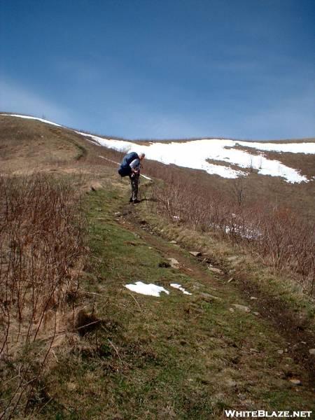 Climbing Max Patch in April