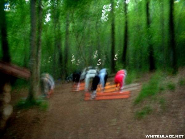 Martin leads Atlanta Ladies class on Yoga at Hog Back Ridge Shelter 24JUN20