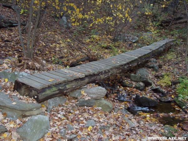 NY: Telephone Pioneers Shelter, Bridge over water source