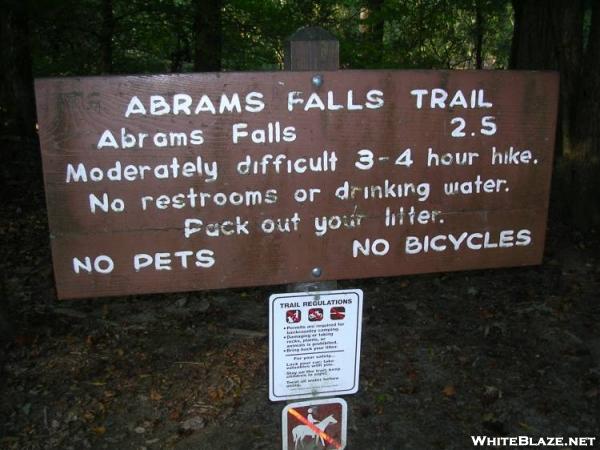 Abrams Falls Trail sign