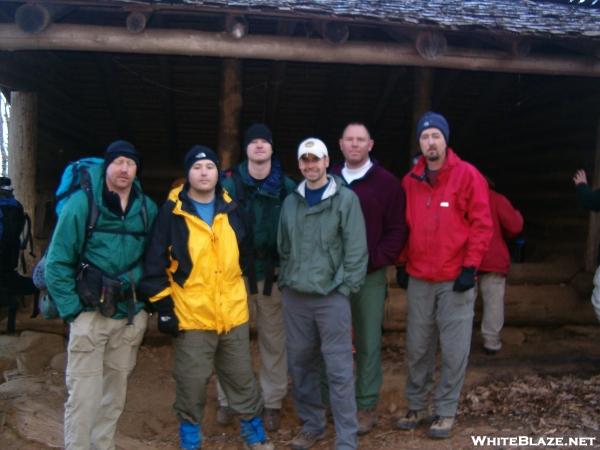 Lucky Dog and crew at Brown fork Gap shelter