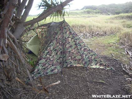 9 x 9 Camo Tarp as a Tent