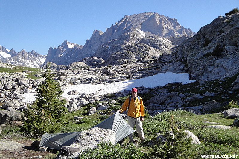 Campsite just north of Island Lake in the Wind River Range in Wyomong