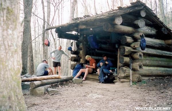 Thru hikers at Cable Gap Shelter