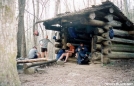 Thru hikers at Cable Gap Shelter by Tipi Walter in North Carolina & Tennessee Shelters