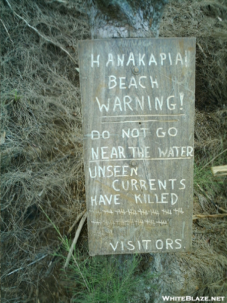 Kalalau Trail - Hanakapi'ai Beach Warning Sign