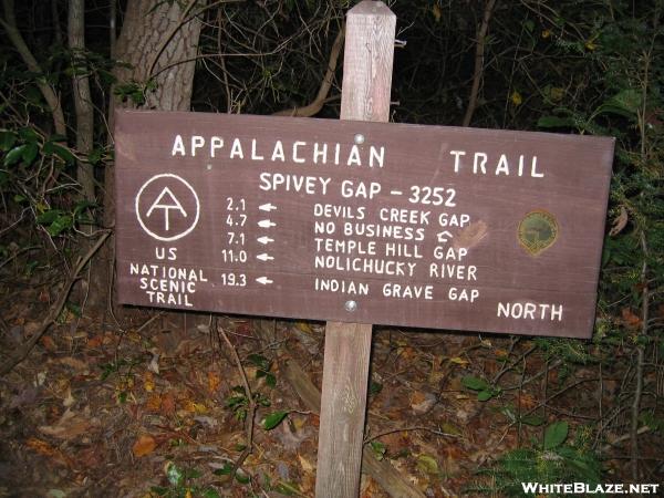 Spivey Gap Trail Sign North Carolina