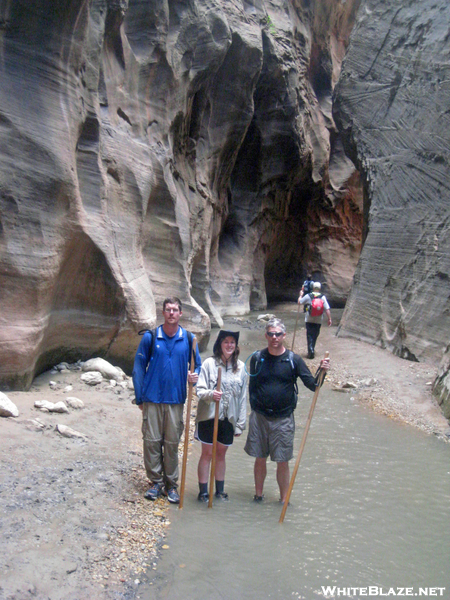 Chris, Ashley, & Egads at Orderville Canyon in Zion